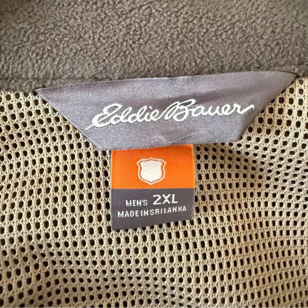 Eddie Bauer Sport Shop Fleece Jacket Mens Taupe Brown Full Zip Hunting SZ 2XL